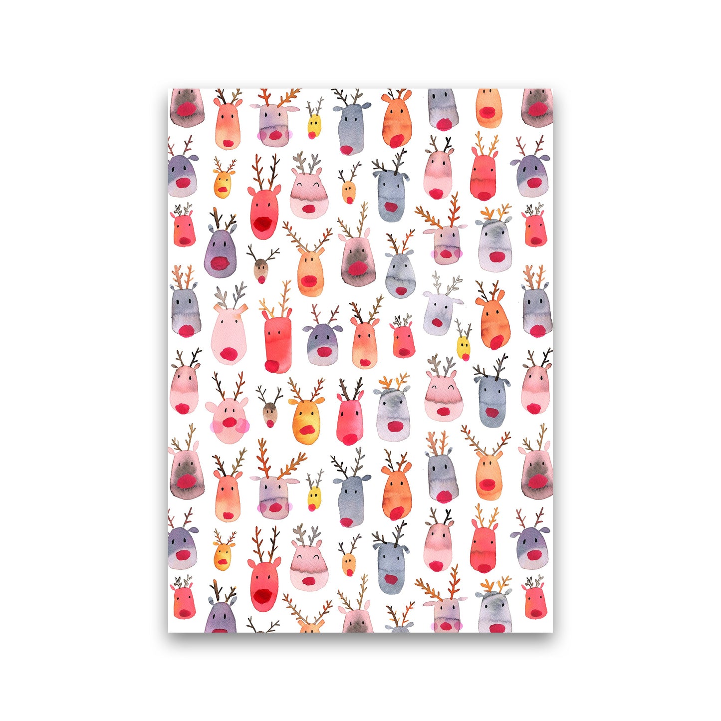 Niedliche Winter-Rehe Kinder Abstract Kunstdruck