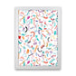 Curly und Zickzack-Streifen Weiß Abstract Kunst Druck