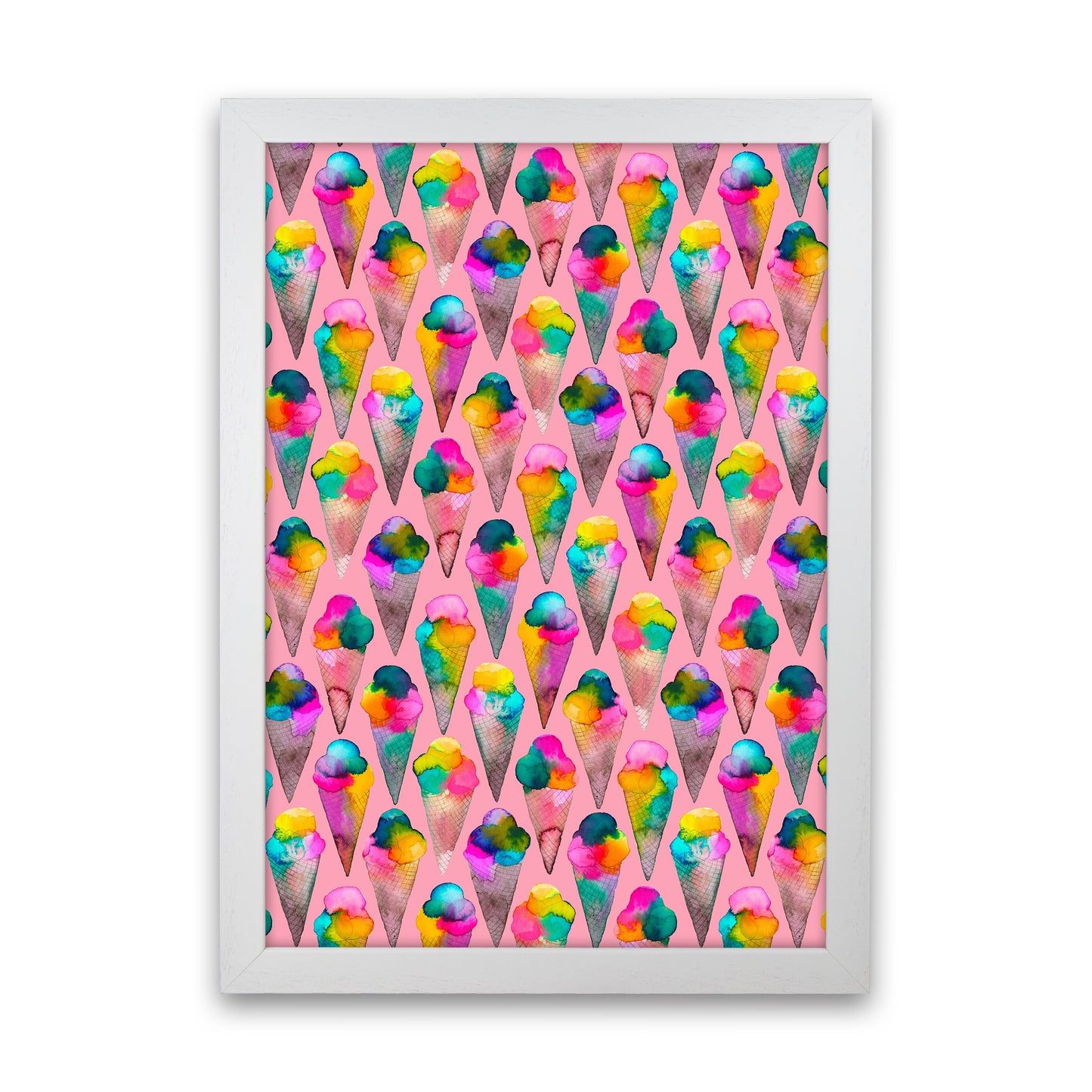 Cute Ice Creams Kids Pink Abstract Art Print