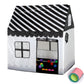 Frendorf | Haushalts Kinder Druck Spielzelt Kleines Spielhaus mit Matte (Schwarz Weiß)