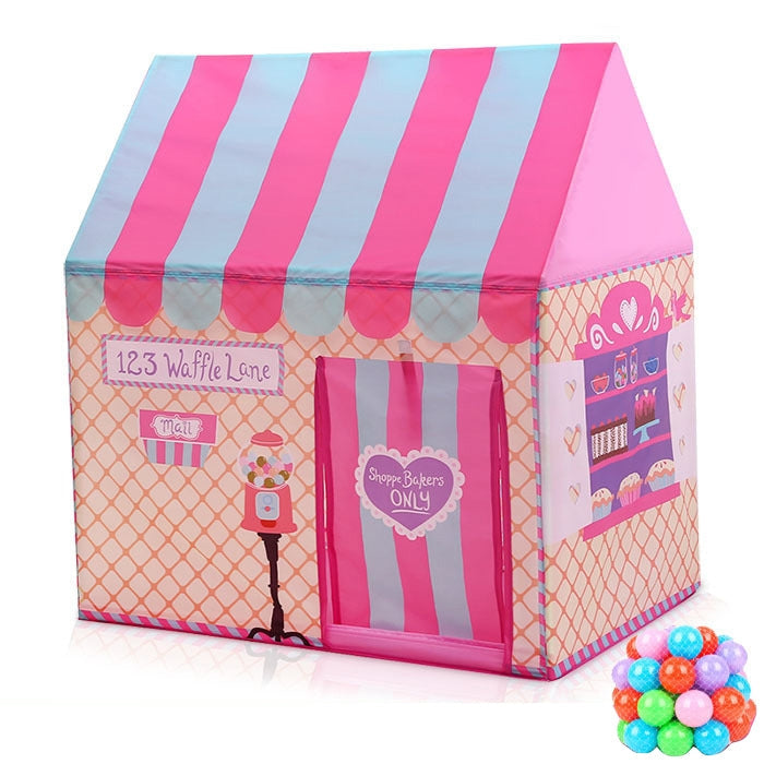 Frendorf | Haushalts Kinder Druck Spielzelt Kleines Spielhaus, mit 50 Ozeanbällen (Rosa)