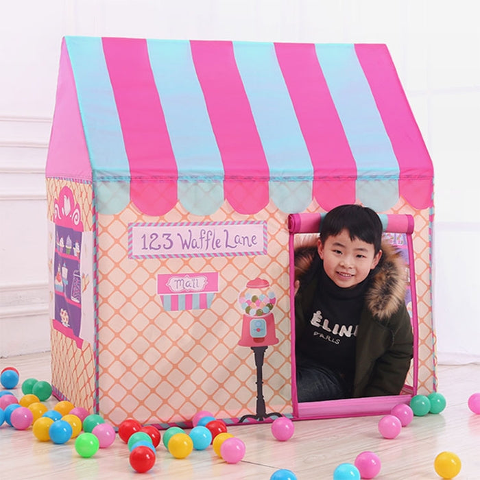 Frendorf | Haushalts Kinder Druckspielzelt Kleines Spielhaus mit 50 Ocean Bällen & Matte (Helles Pink)