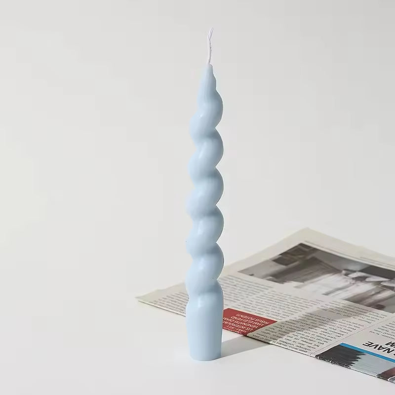 Frendorf | Natürlicher Sojawachs gewundener Spiralkerzenständer - Blaue Dekokerze für elegante Wohnkultur - Umweltfreundlich und stilvoll für Essen, Veranstaltungen oder zur Schaffung ambienter Beleuchtung