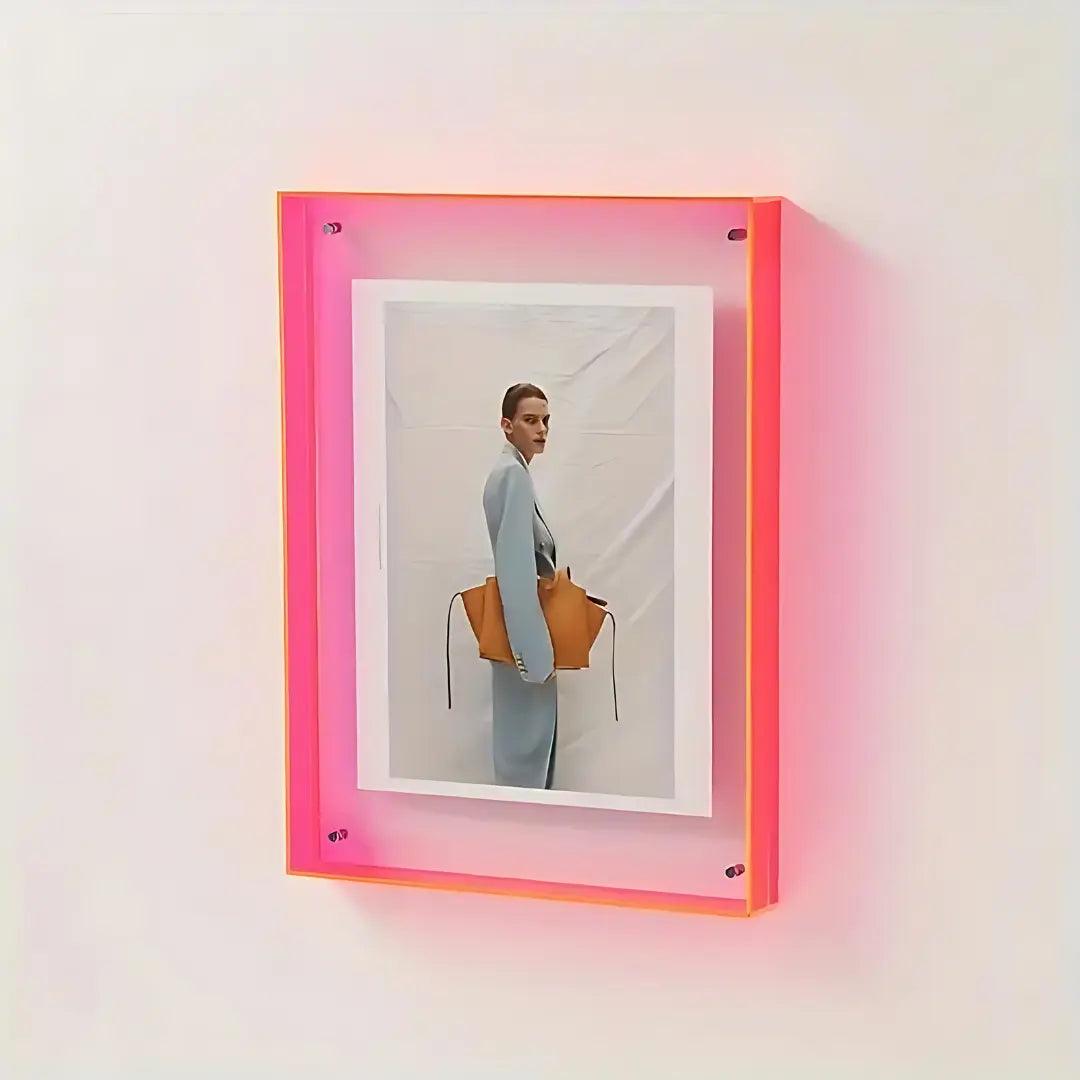 Neon Transparenter Fotorahmen – Minimalistischer Acryl Bilderrahmen für Modernes Dekor