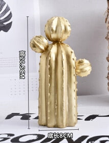 Neuer Nordischer Stil Goldene oder Weiße Kaktusornament Hausdekoration Harz Hübsche Kaktusfigur Handgefertigte Simulationspflanze für Zuhause & Laden