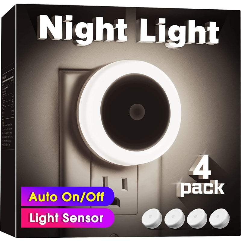 Nachtlichter Stecker in die Wand [4Pack], Nachtlicht mit Lichtsensoren, LED Nachtlicht für das Kinderzimmer, Baby Nachtlicht, Badezimmer Nachtlicht, Treppenlichter, Flurlicht