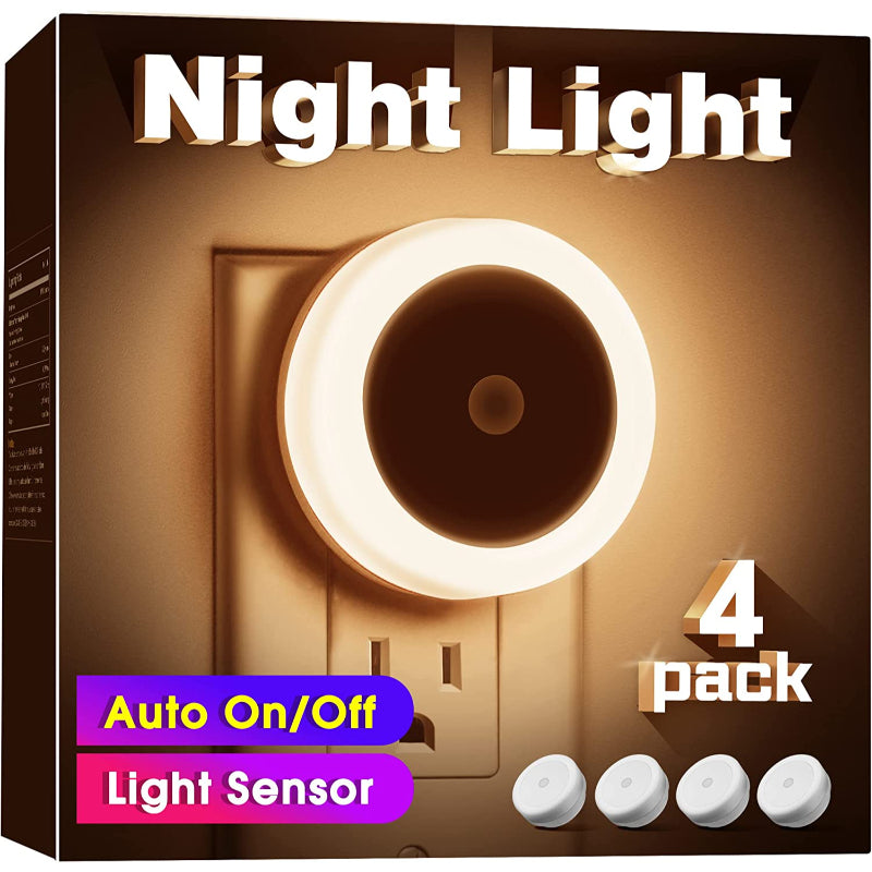 Nachtlichter Stecker in die Wand [4Pack], Nachtlicht mit Lichtsensoren, LED Nachtlicht für das Kinderzimmer, Baby Nachtlicht, Badezimmer Nachtlicht, Treppenlichter, Flurlicht