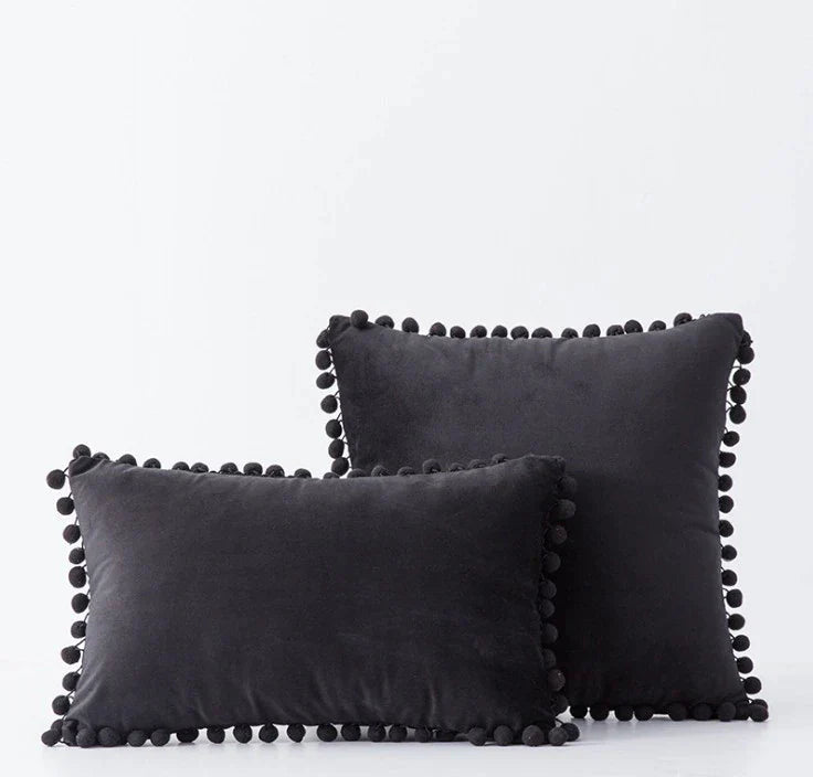 Der Luxe Pom Pom Samtkissenbezug