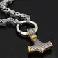 Frendorf | WolfSpirit Edelstahl Halskette & Armband | Doppel-Wolfskopf & Mjolnir Design | Viking Schmuck | 60–90 cm | Robust & Stilvoll