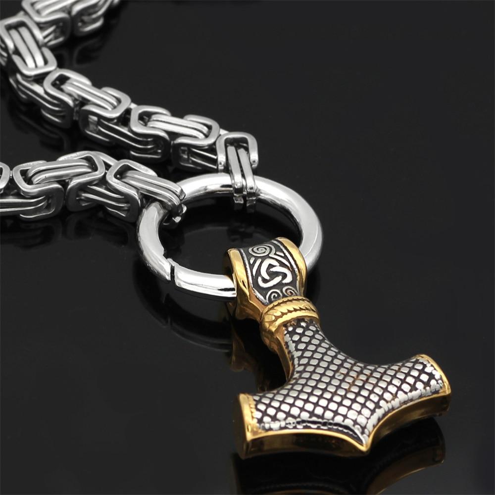 Frendorf | WolfSpirit Edelstahl Halskette & Armband | Doppel-Wolfskopf & Mjolnir Design | Viking Schmuck | 60–90 cm | Robust & Stilvoll