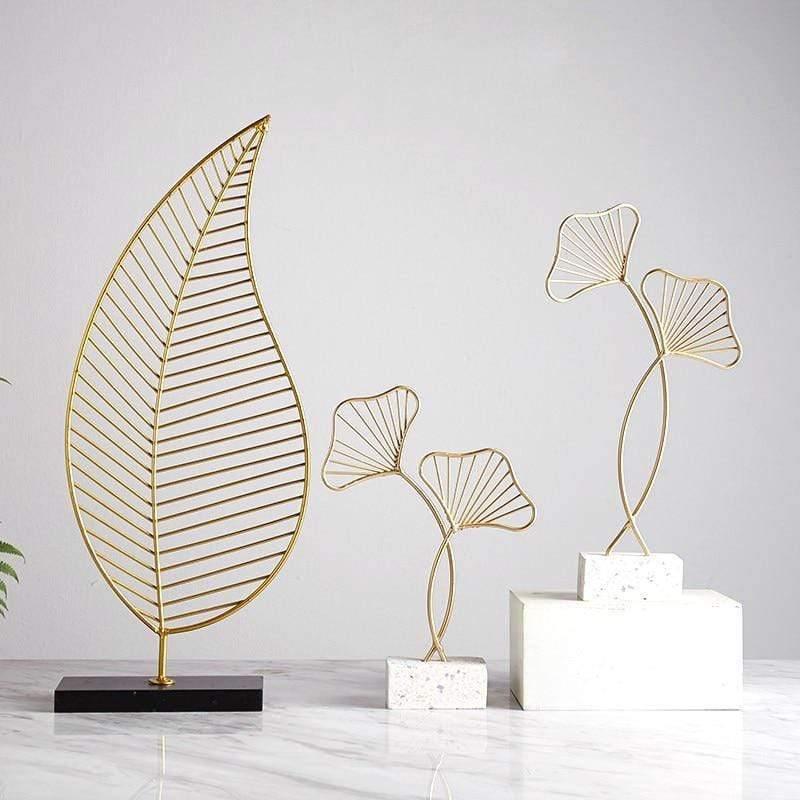 Frendorf | LeafyGlow Skulptur Dekofigur aus Metall | Ginkgo-Design | Wohnaccessoire | Tisch- und Regaldekoration
