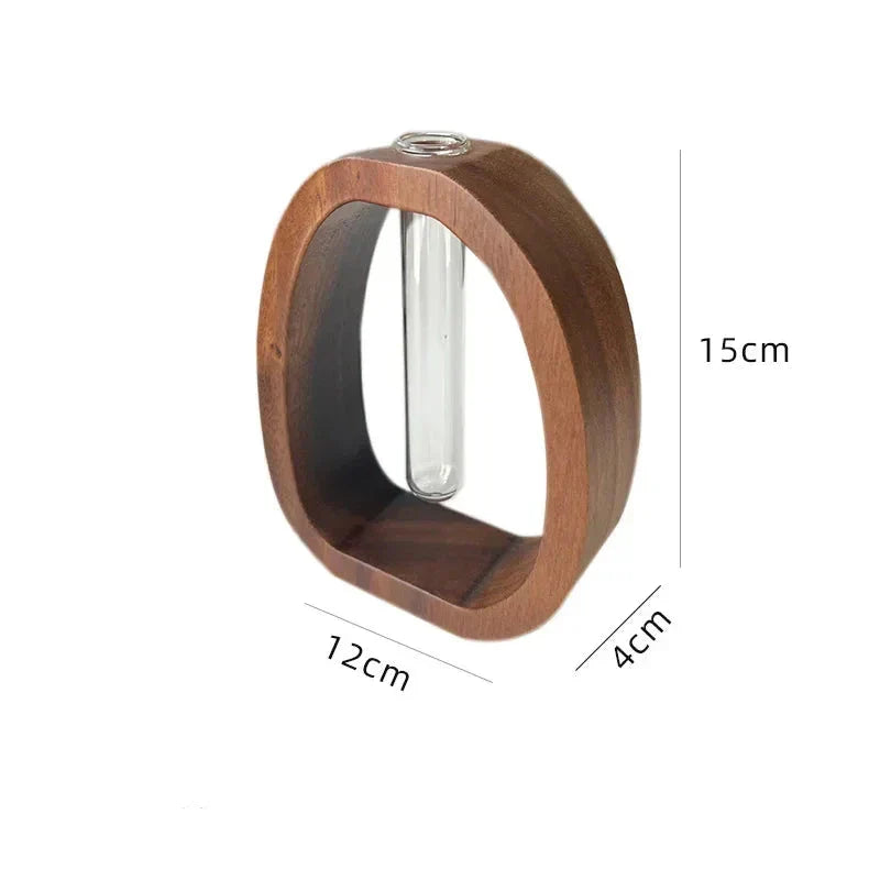 Frendorf | Bodenvase - Handgefertigter Holzrahmen Mit Klarer Glasvase Für Minimalismus