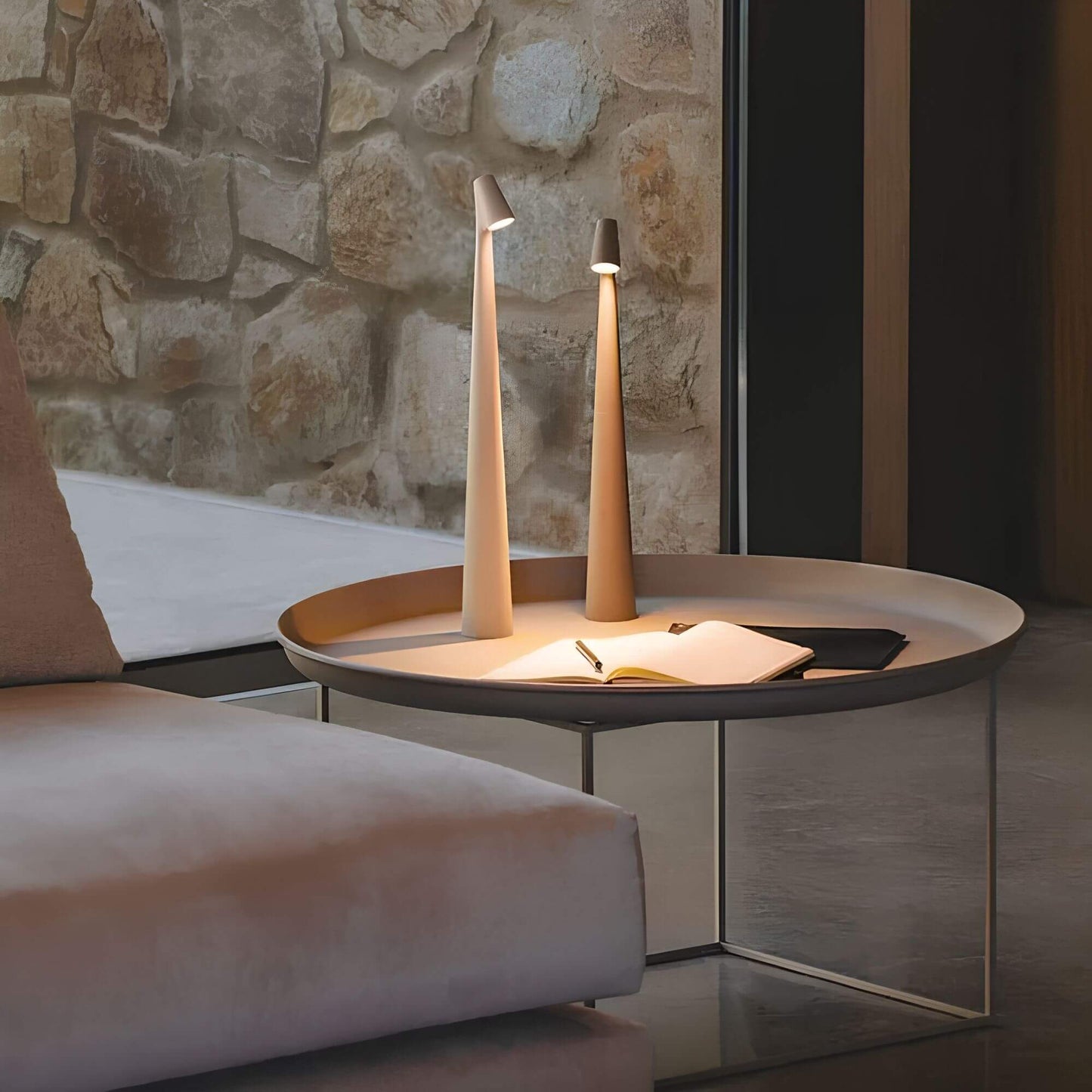 Frendorf Minimalistische LED-Tischlampe | Kabellos | Dimmbar | Leselampe | Esszimmerbeleuchtung