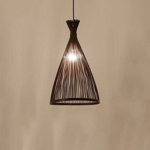 Frendorf | ZenBreeze Japanische Pendelleuchte | Handgeflochtenes Bambusdesign | Kegelförmige 1-flammige Hängeleuchte | Natürliche Eleganz