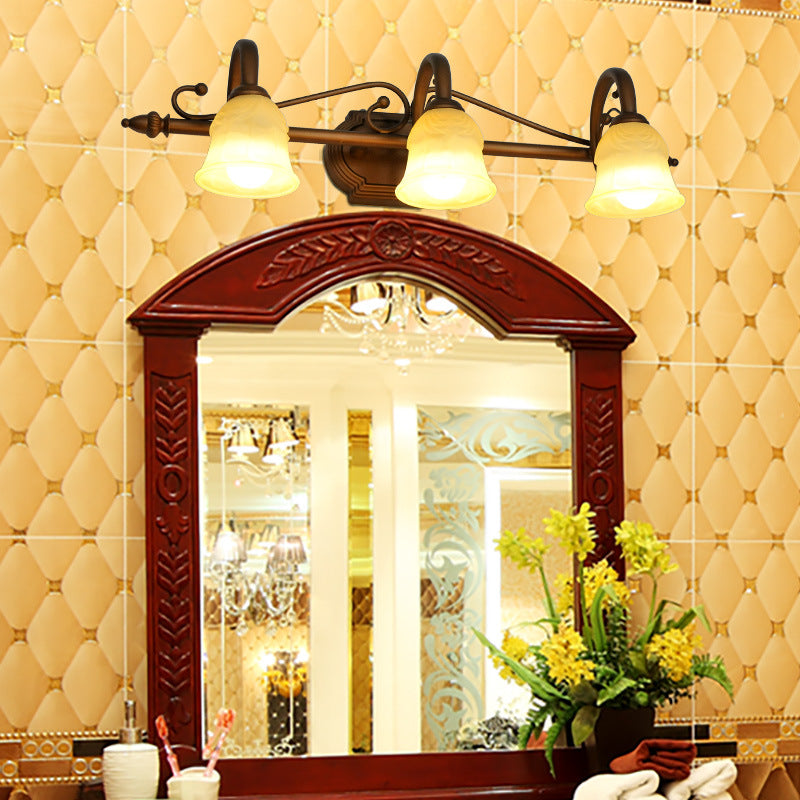 Frendorf | 2/3/4 Lichten Bell Vanity Lamp Vintage Style Witte Glas Wandlamp Fixture voor Badkamer