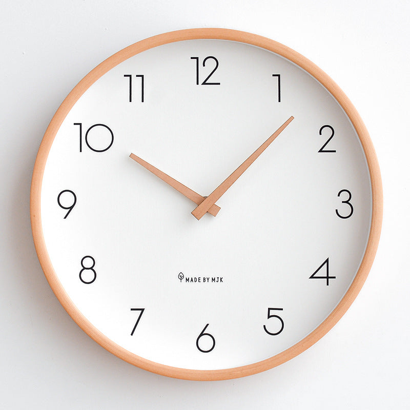 Nordic Minimalist Holz Stille Wanduhr