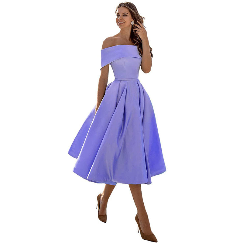 Frendorf | Mode Lässig Trägerlos Satin Partykleid