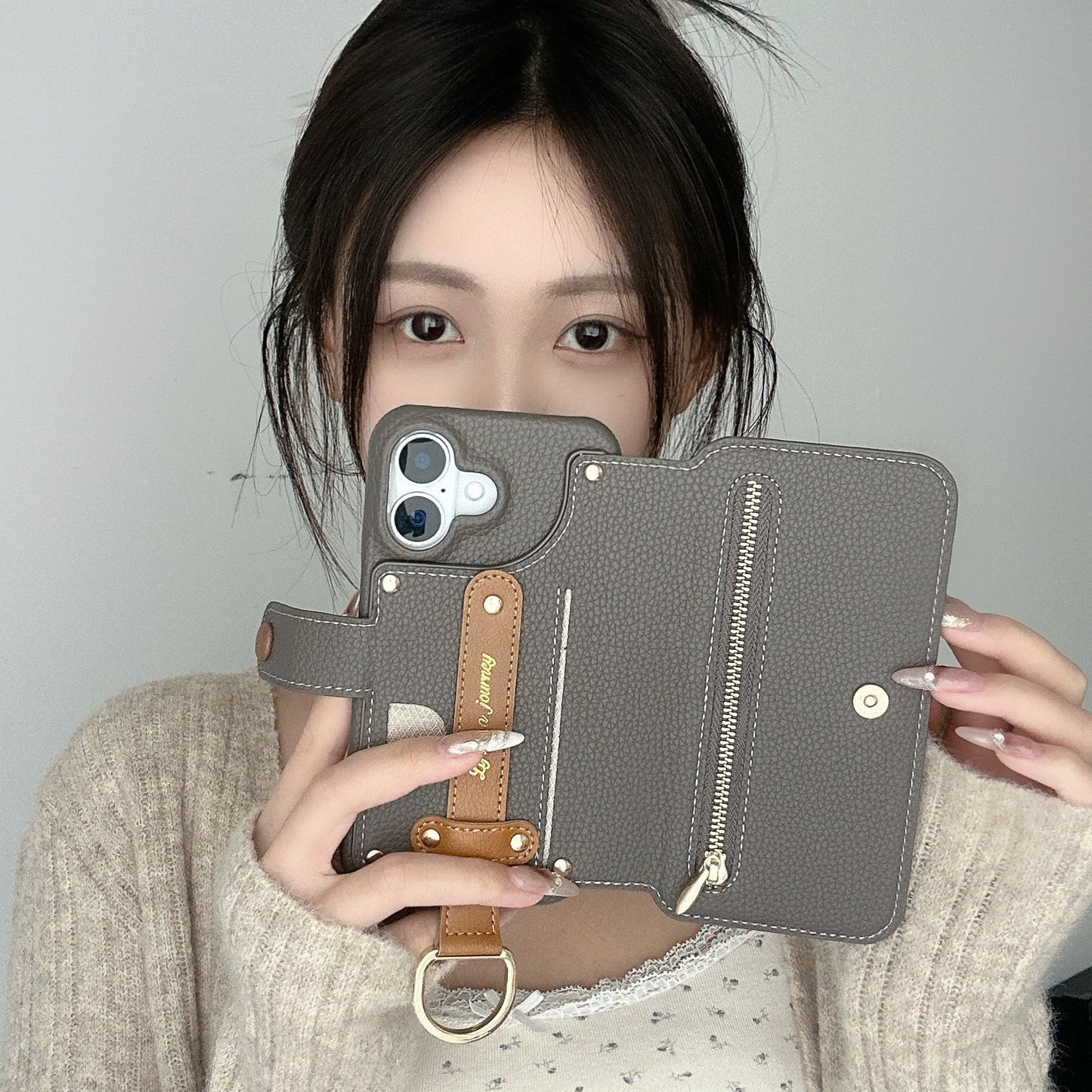 Frendorf | Lychee-Getreide-Leder-Wallet-Flip-Case für iPhone