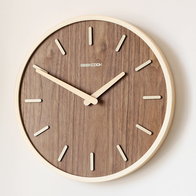 Minimalistische Stille Holz-Wanduhr 12 Zoll