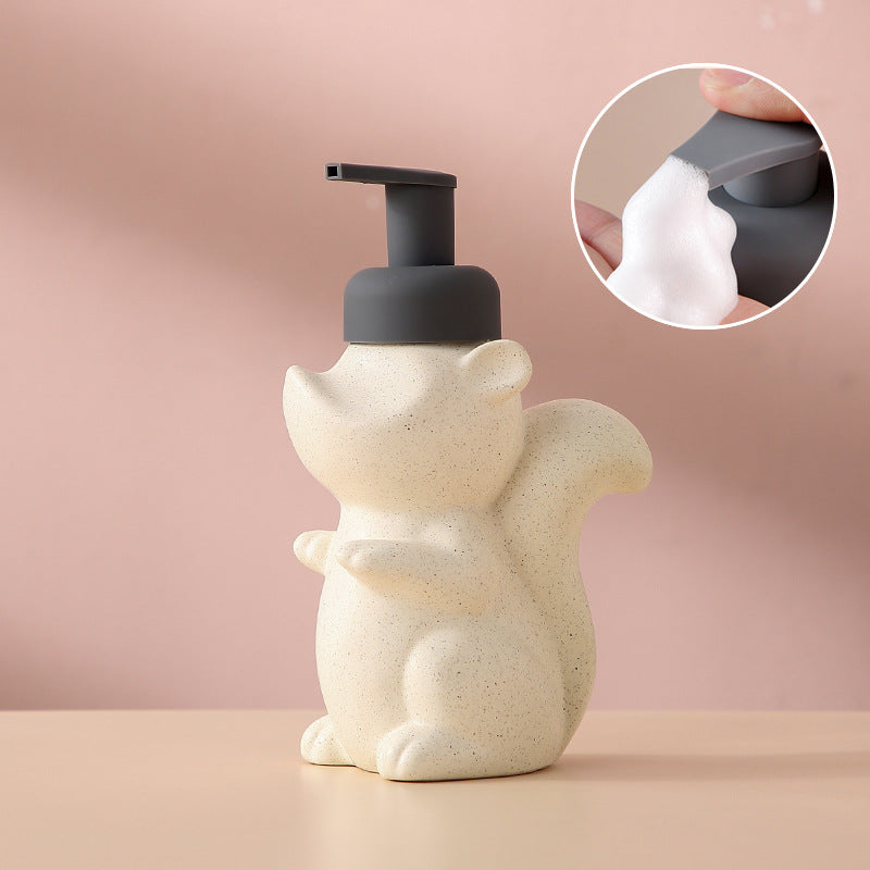 Keramischer Seifenspender, Eichhörnchen Schaum-Pumpen Badezimmerflasche, Tierdesign, nachfüllbare wiederverwendbare Lotion-Pumpe für Badezimmer Küche, 510ml/17,2oz