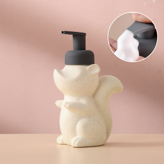Keramischer Seifenspender, Eichhörnchen Schaum-Pumpen Badezimmerflasche, Tierdesign, nachfüllbare wiederverwendbare Lotion-Pumpe für Badezimmer Küche, 510ml/17,2oz