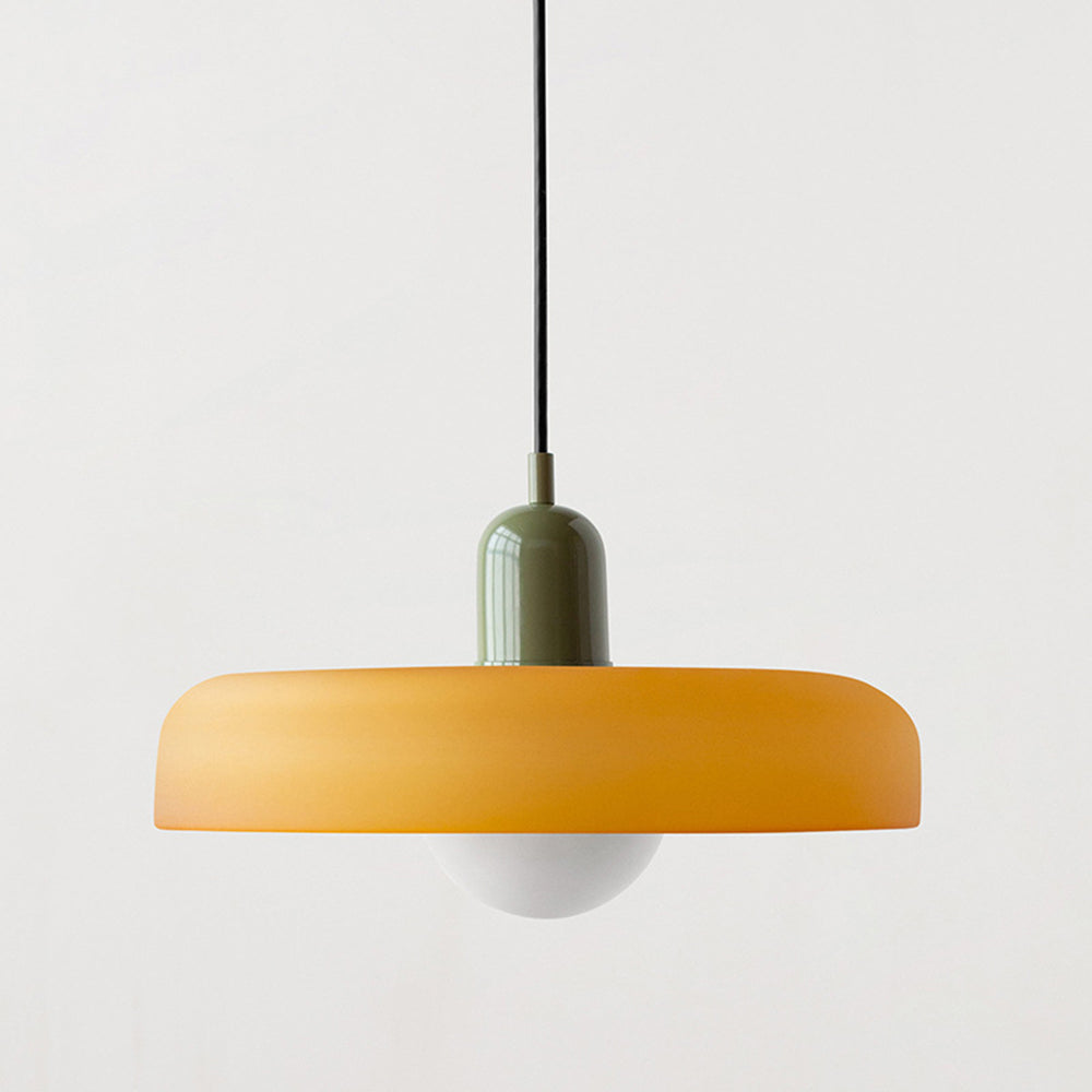 Frendorf |  Pendelleuchte aus farbigem Glas | Elegante Hängeleuchte im Bauhaus-Stil | Designlampe für Wohnzimmer & Esszimmer