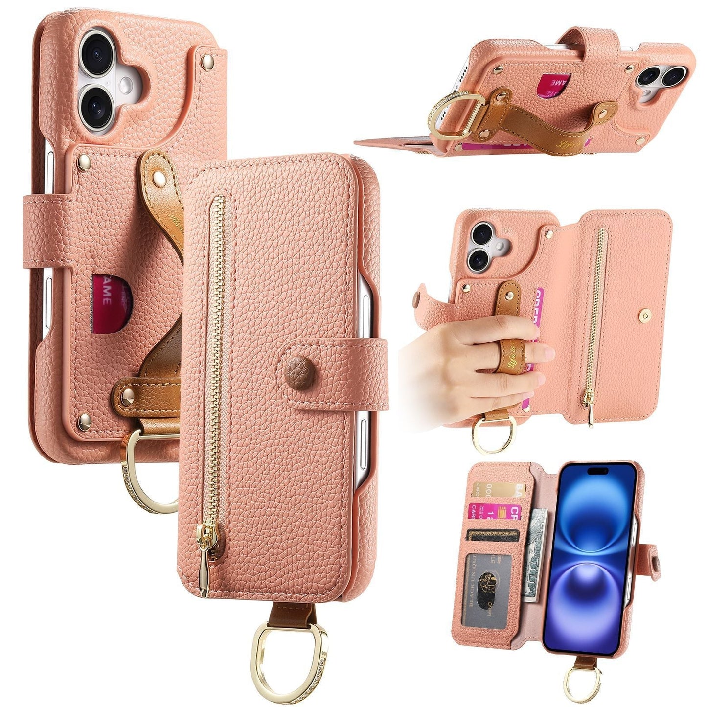 Frendorf | Lychee-Getreide-Leder-Wallet-Flip-Case für iPhone
