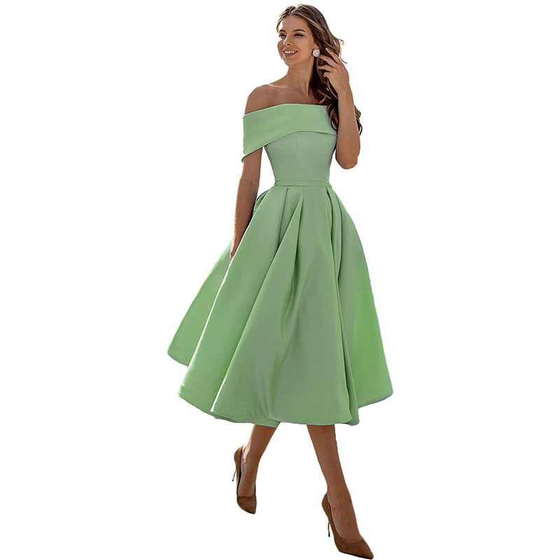 Frendorf | Mode Lässig Trägerlos Satin Partykleid