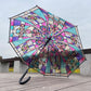 Frendorf | Transparenter Regenschirm mit Glas-in-Stock-Rahmenmuster