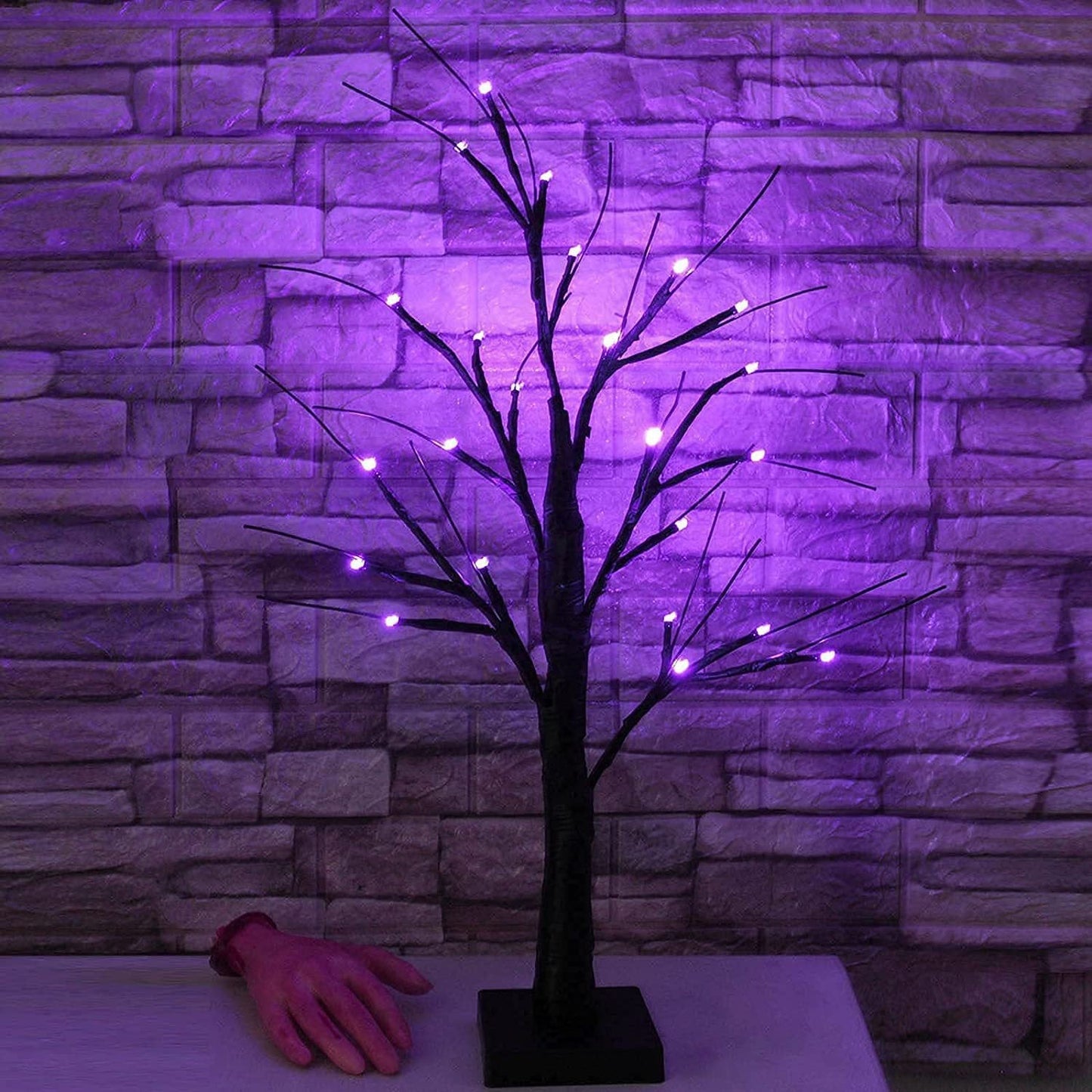 LED Simulation lila Baum Licht Halloween Erntedank Dekoration