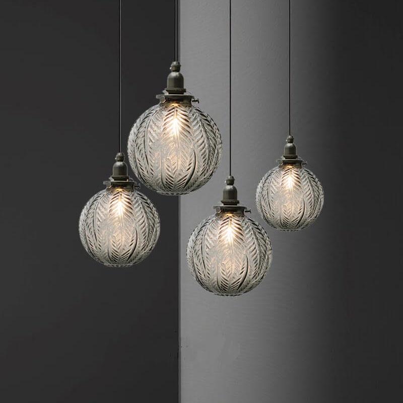 Frendorf | LotuSphere Retro Glas Pendelleuchte | Elegantes Design | Lotus-Struktur | Dekoratives Licht