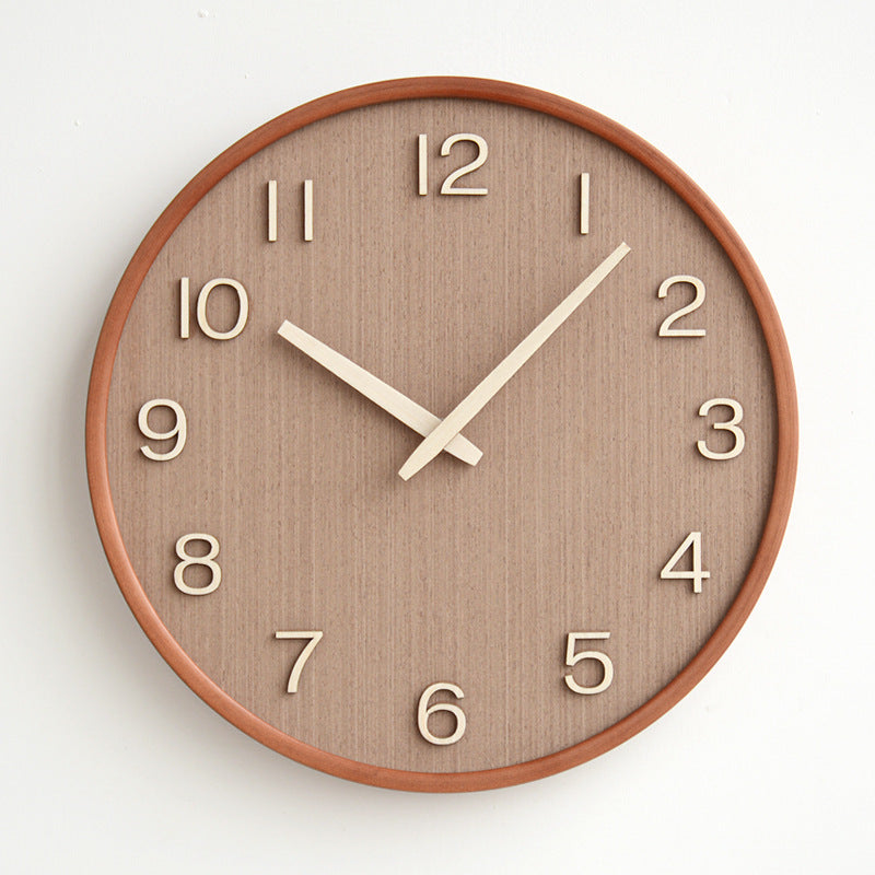 Analoge Holzwanduhr rund für das Zuhause