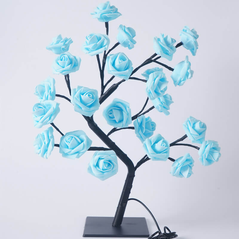 Frendorf | RoseTree USB Tischlampe | LED Rosenbaum mit 24 Lichtern | Warmweiß | Dekorative Stimmungsbeleuchtung