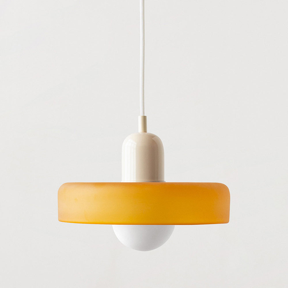 Frendorf |  Pendelleuchte aus farbigem Glas | Elegante Hängeleuchte im Bauhaus-Stil | Designlampe für Wohnzimmer & Esszimmer