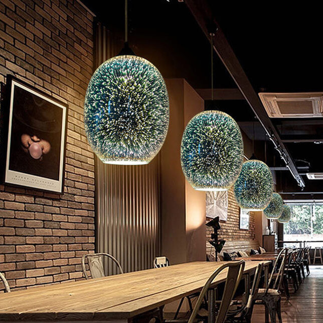 Frendorf | CelestaFlare Kreative 3D-Feuerwerk-Pendelleuchte | Glasdesign | Modernes Stimmungslicht | Dekorative Hängelampe für Zuhause
