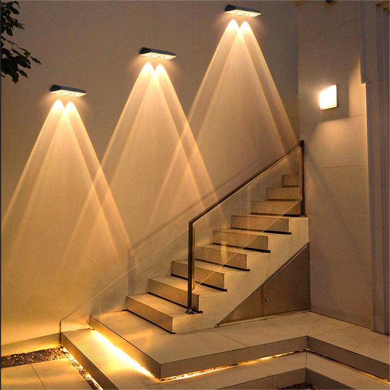 Solarzaunlichter Außen warmweiß & RGB wechselnde Solar Decklichter, LED Solarlichter für Außen Wand Geländer Terrasse Treppe Schritt Garten Hinterhof
