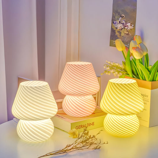 Ätherisch Glow - Kleine Glaspilz-Tischlampe