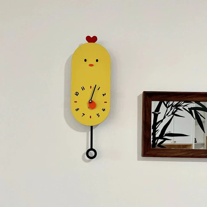 Niedliche Huhn Kinderzimmer stille Wanduhr