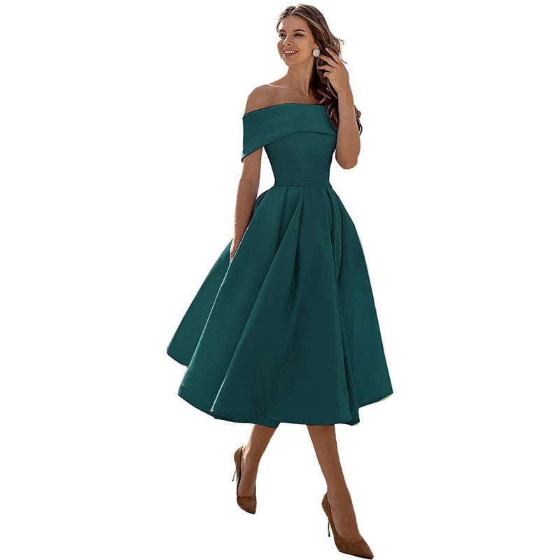 Frendorf | Mode Lässig Trägerlos Satin Partykleid