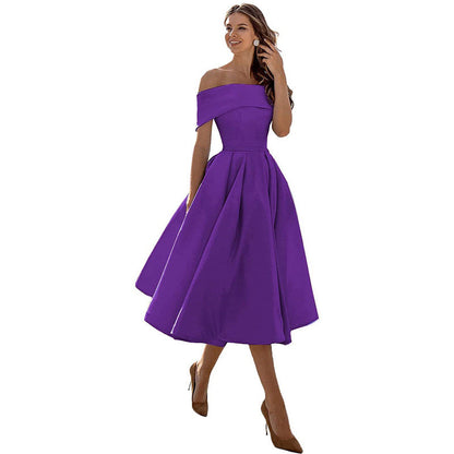 Frendorf | Mode Lässig Trägerlos Satin Partykleid