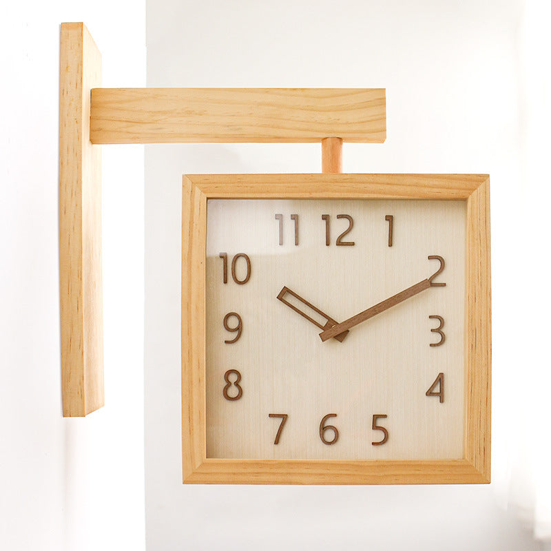 Wand-Eck-Zweiseitige Holz-Analoguhr