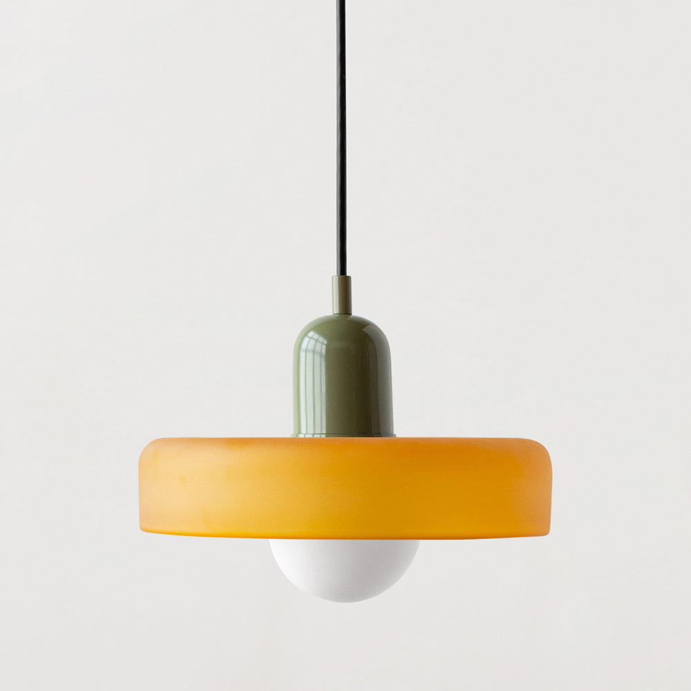Frendorf |  Pendelleuchte aus farbigem Glas | Elegante Hängeleuchte im Bauhaus-Stil | Designlampe für Wohnzimmer & Esszimmer