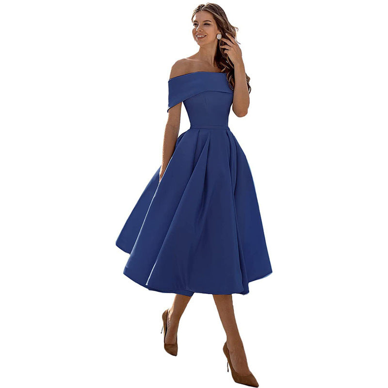 Frendorf | Mode Lässig Trägerlos Satin Partykleid