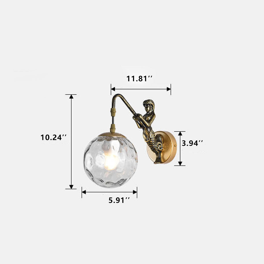 Frendorf | MermaidGlow Vintage Wandleuchte | Rustikale Wandlampe mit Kugelglas | Einzigartiges Dekolicht