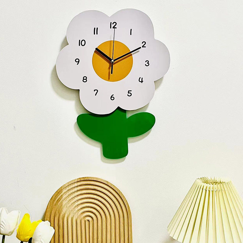 Blumen Stille Wanduhr für Wohnzimmer 12 Zoll