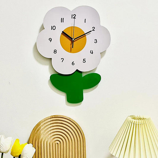 Blumen Stille Wanduhr für Wohnzimmer 12 Zoll
