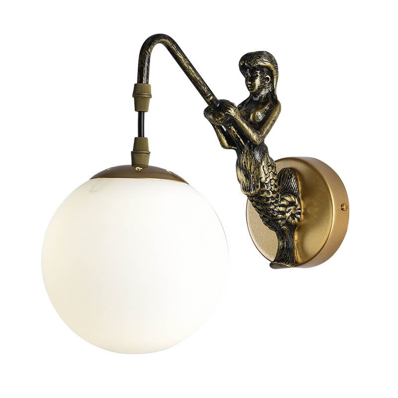 Frendorf | MermaidGlow Vintage Wandleuchte | Rustikale Wandlampe mit Kugelglas | Einzigartiges Dekolicht