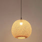Frendorf | BambooAura Bambus Pendelleuchte | Runder Ball | Japanischer Stil | 1-flammig | Beige | Handgewebt