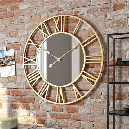 Metall Vintage Große Größe Wanduhr mit Spiegel 39cm
