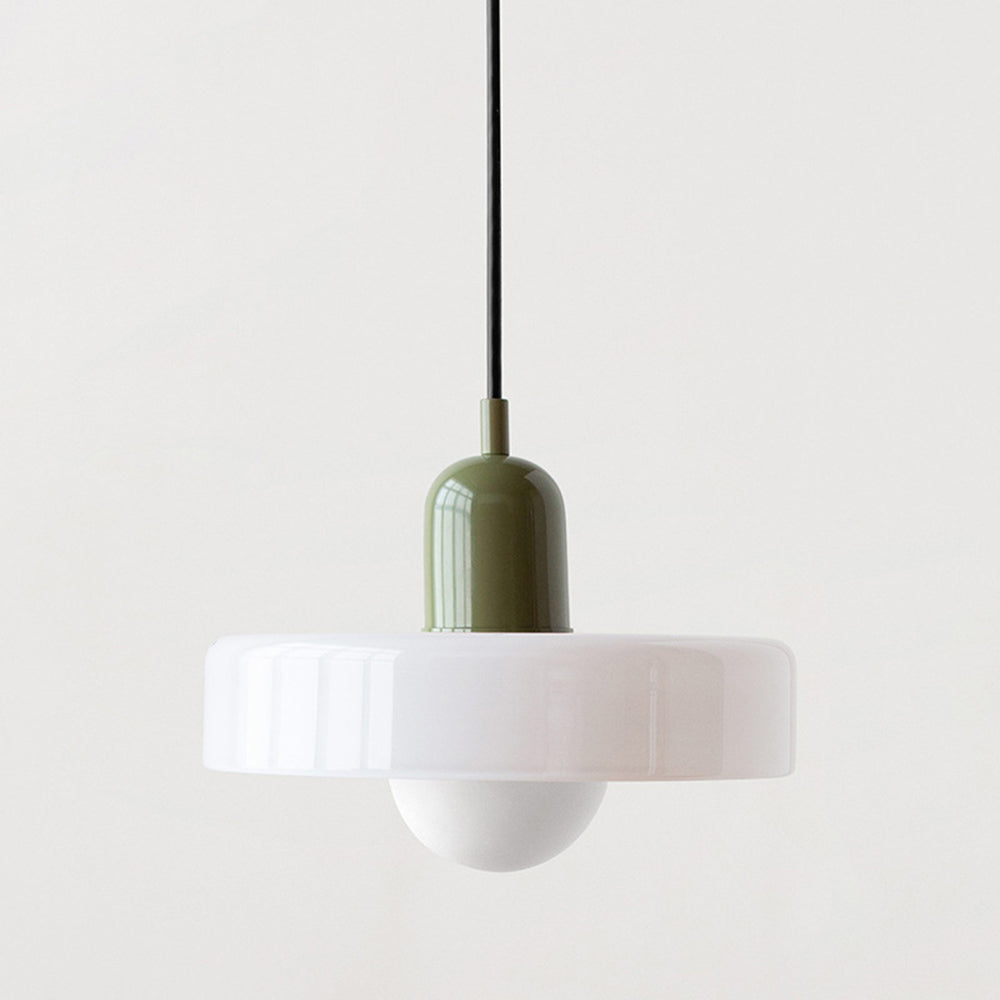 Frendorf |  Pendelleuchte aus farbigem Glas | Elegante Hängeleuchte im Bauhaus-Stil | Designlampe für Wohnzimmer & Esszimmer